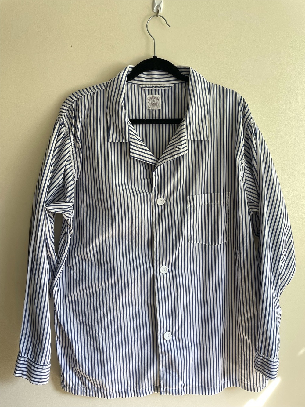 Vintage Brooks Brothers Pajama Top Blue Stripe 100% Cotton Made USA Men’s L